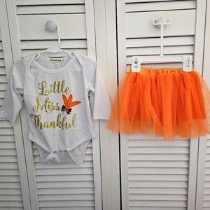 Little miss thankful onesie with orange tutu dress
